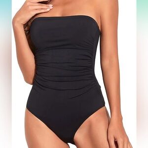 NWOT Black One-piece strapless bathing suit